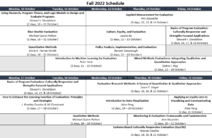 TEI Fall 2022 course schedule