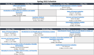 TEI March 2022 course schedule