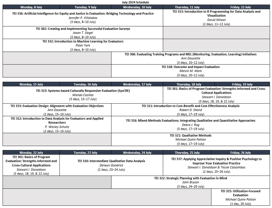 Summer 2024 TEI The Evaluators' Institute